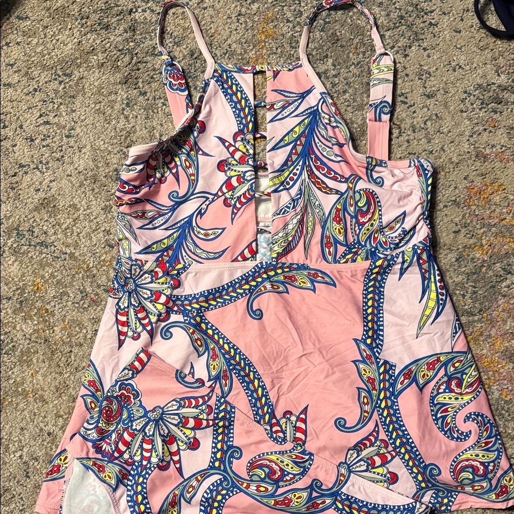 Women's Pink Paisley-Print Swim Two Piece 18W Sonsie by Gracie